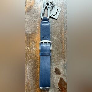 Free People Blue Rinse Navy Leather Belt Keychain  NWT